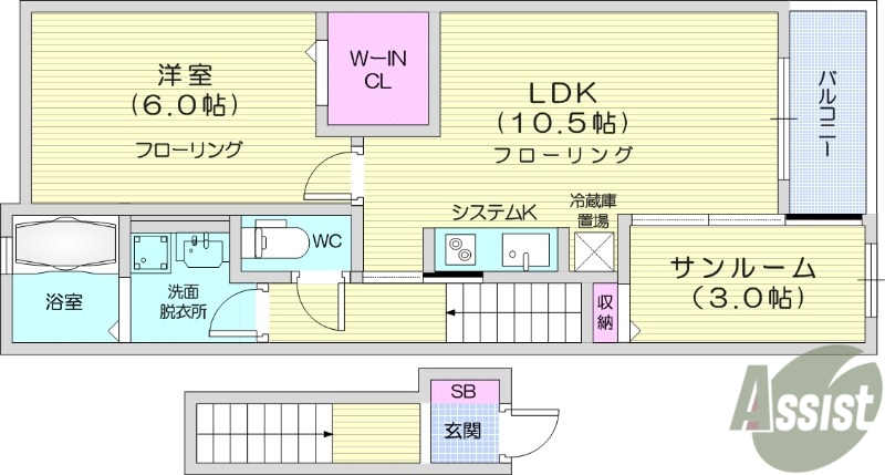 塩竈市字伊保石のアパートの間取り