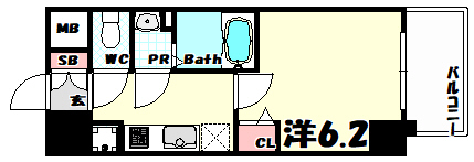 【プレサンスジェネ新神戸ステーションフロントの間取り】