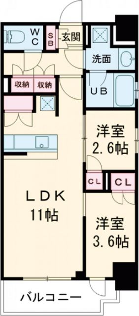 シーズンフラッツ菊川ＷＥＳＴの間取り