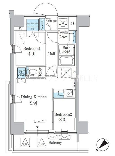 【品川区南大井のマンションの間取り】