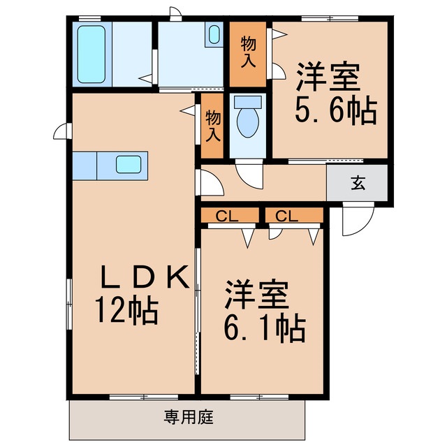 紀の川市北勢田のアパートの間取り