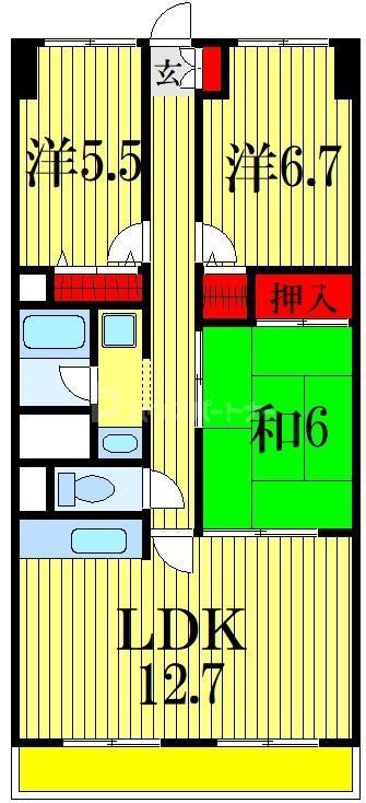 セントラルヒルズ壱番館の間取り