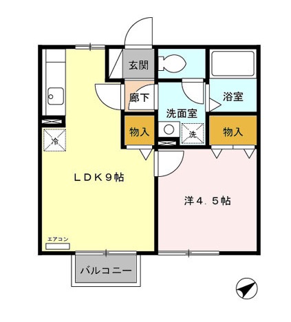 新潟市西区ときめき東のアパートの間取り