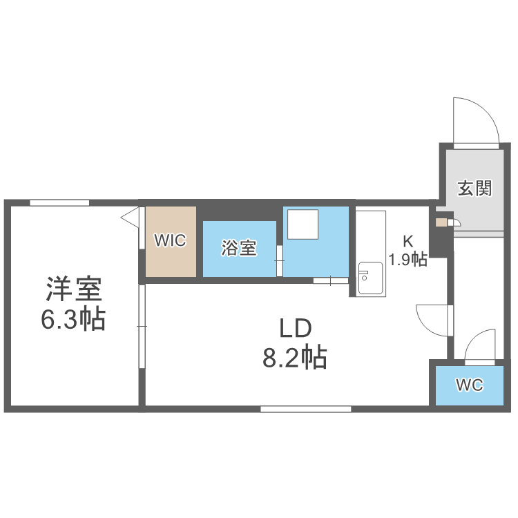 札幌市西区八軒三条西のマンションの間取り