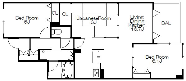 神戸市東灘区深江北町のマンションの間取り