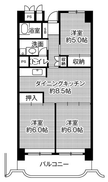 ビレッジハウス岐阜タワー1号棟の間取り