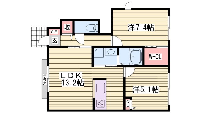 ブランシェ垣内南　A棟の間取り