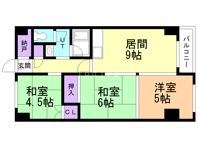 札幌市厚別区大谷地東のマンションの間取り