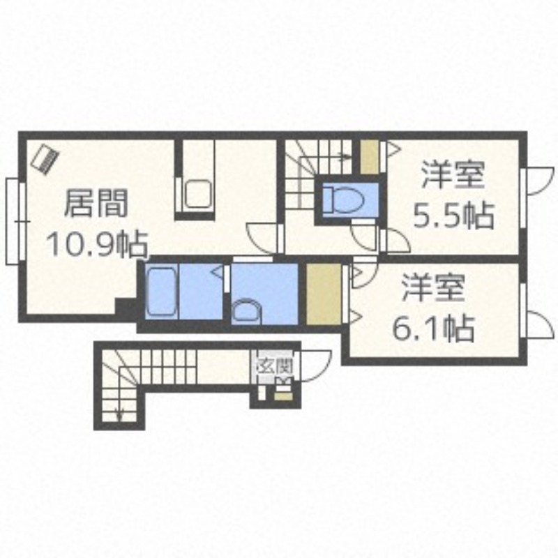 札幌市白石区菊水元町四条のアパートの間取り