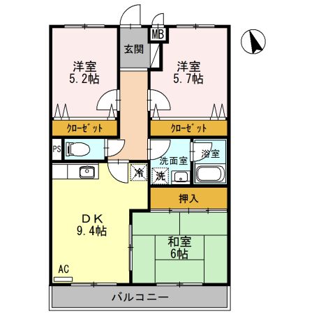 脇マンション塩焼の間取り