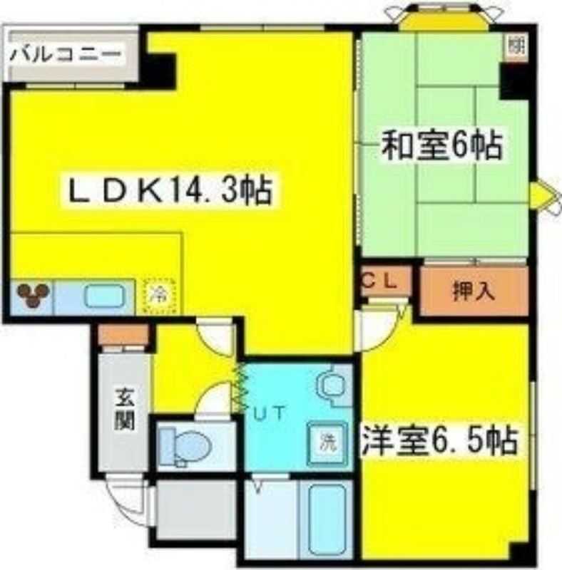 札幌市東区北十四条東のマンションの間取り