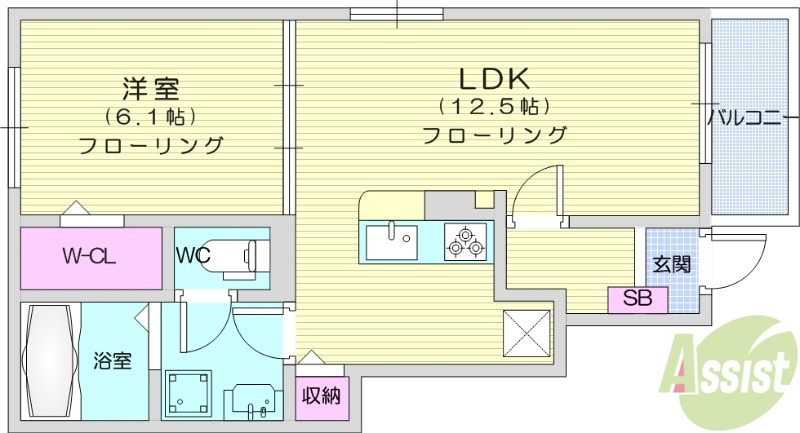 岩沼市桑原のアパートの間取り