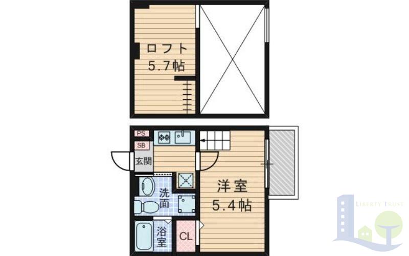 阪急京都線 相川駅 徒歩1分 2階建 築11年の間取り写真