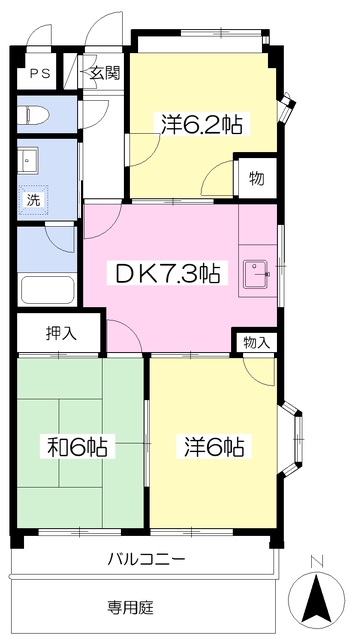 松山市鴨川のマンションの間取り