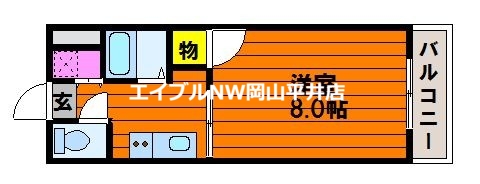 岡山市中区賞田のマンションの間取り