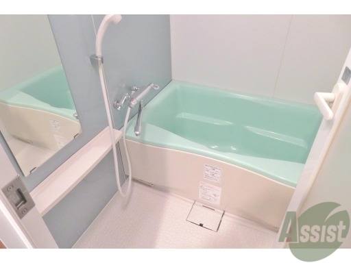 バス・シャワールーム　バスルームは清潔感のあるブルーとなります。