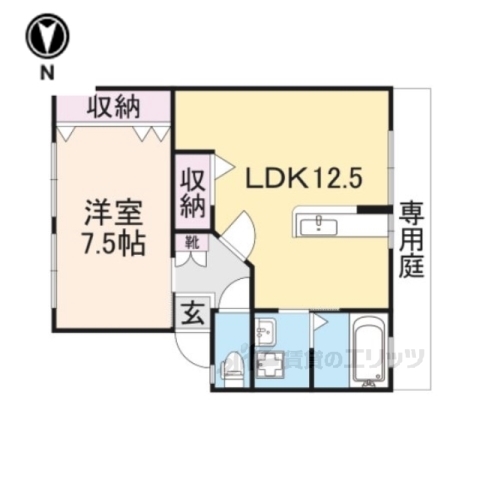 天理市前栽町のアパートの間取り