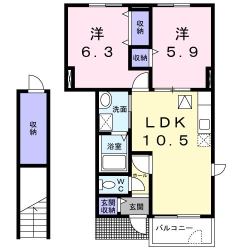 【相馬市北飯渕のアパートの間取り】