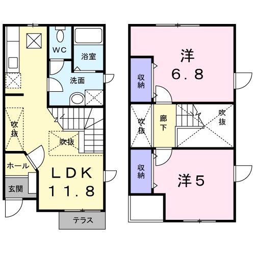 福島市方木田のアパートの間取り