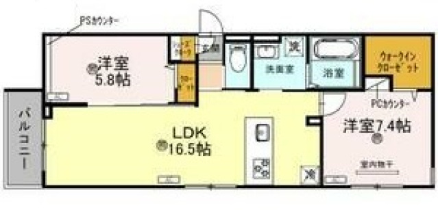 大阪市東住吉区桑津のアパートの間取り