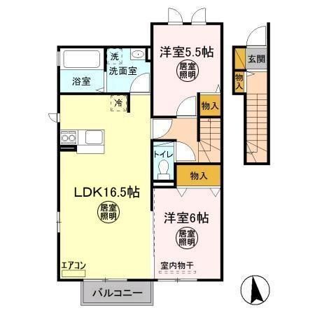 水戸市内原のアパートの間取り