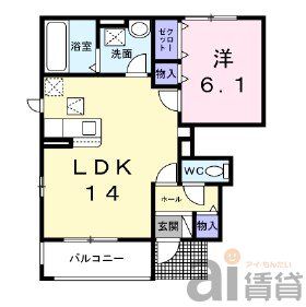 【調布市深大寺東町のアパートの間取り】