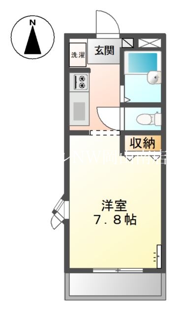 岡山市北区平田のアパートの間取り