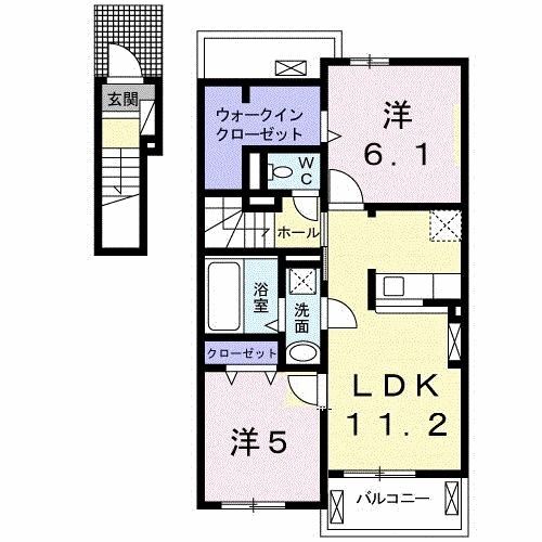 香芝市穴虫のアパートの間取り