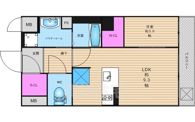 京都市南区八条寺内町のマンションの間取り