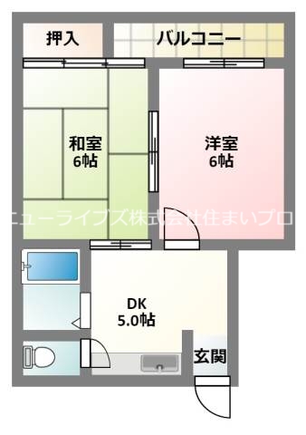 門真市古川町のマンションの間取り