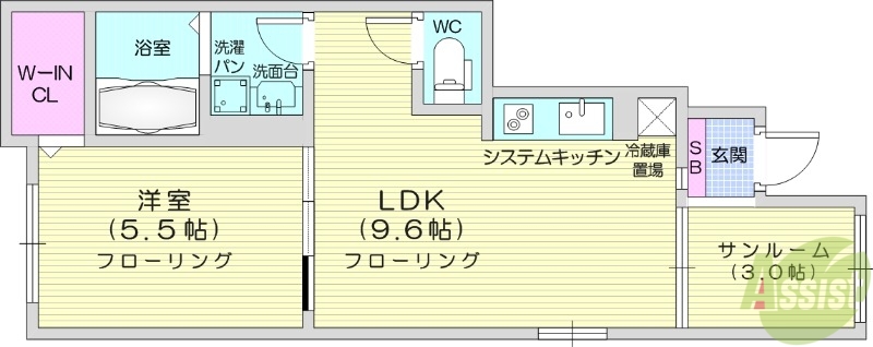 塩竈市新富町のアパートの間取り