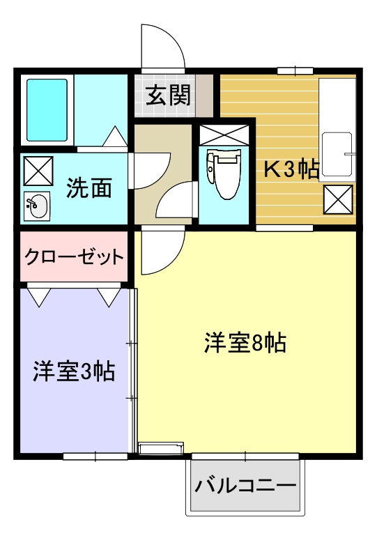 新潟市秋葉区美善のアパートの間取り