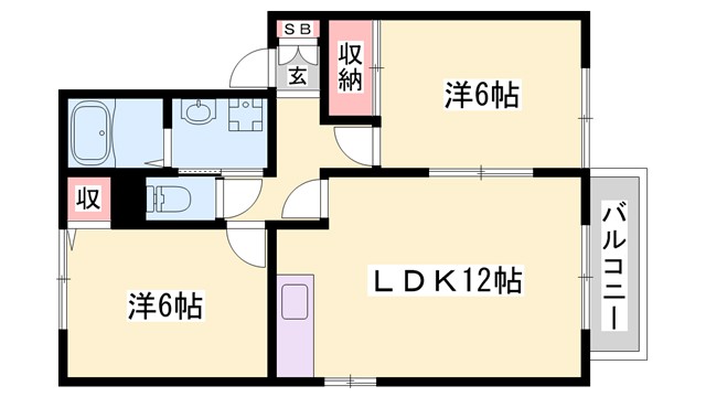 セジュール関戸　B棟の間取り