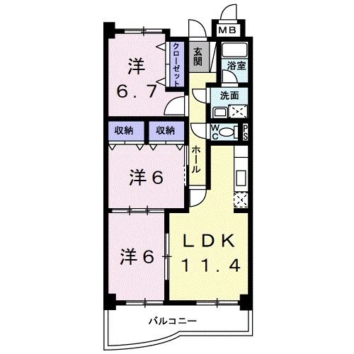 【和歌山市新中島のマンションの間取り】