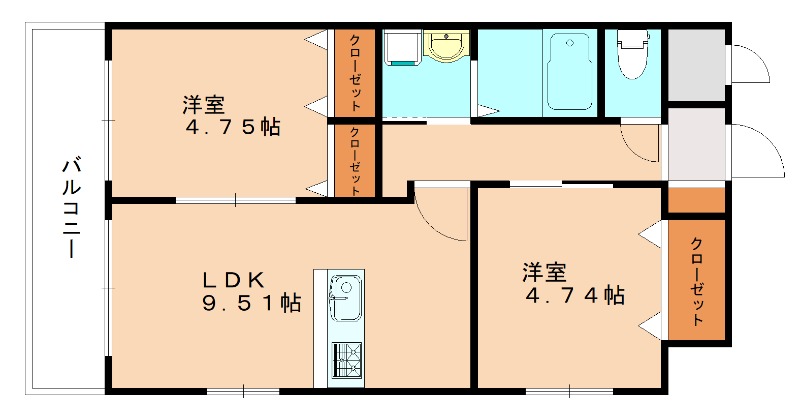 宗像市赤間駅前のマンションの間取り