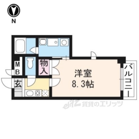 京都市北区平野宮本町のマンションの間取り