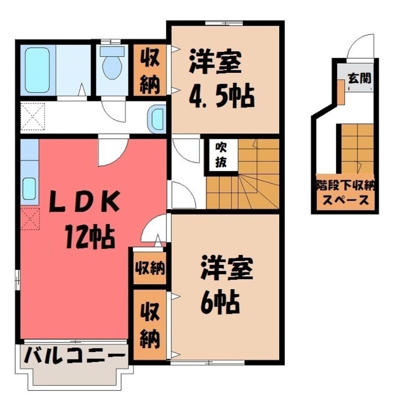 筑西市下川島のアパートの間取り