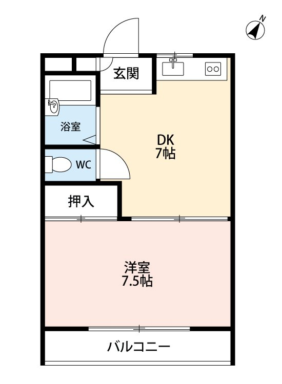 福生市大字熊川のマンションの間取り