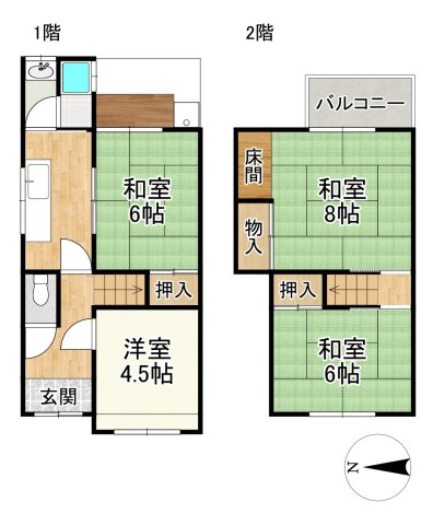 西賀茂大栗町貸家の間取り写真