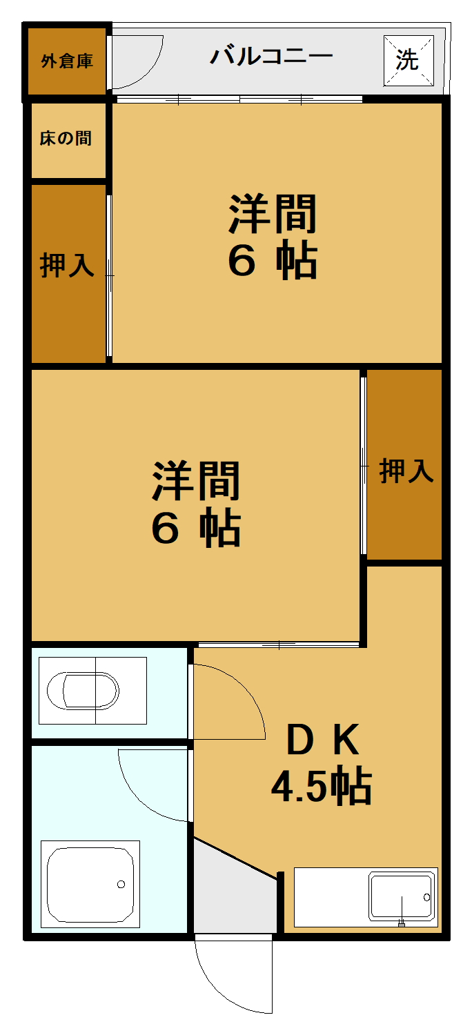 熊本市東区健軍のアパートの間取り