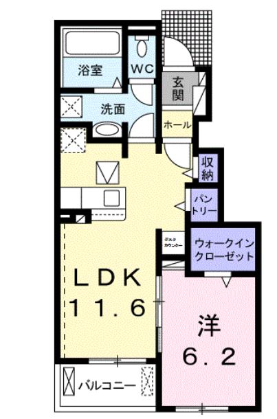 笠岡市茂平のアパートの間取り