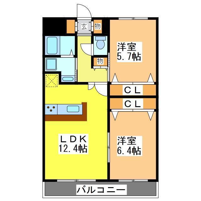 東広島市西条町寺家のマンションの間取り