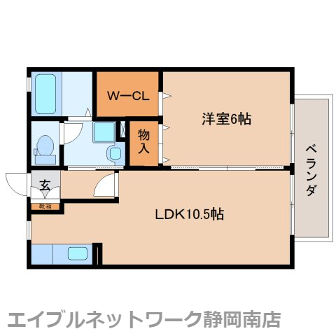 静岡市駿河区下島のアパートの間取り