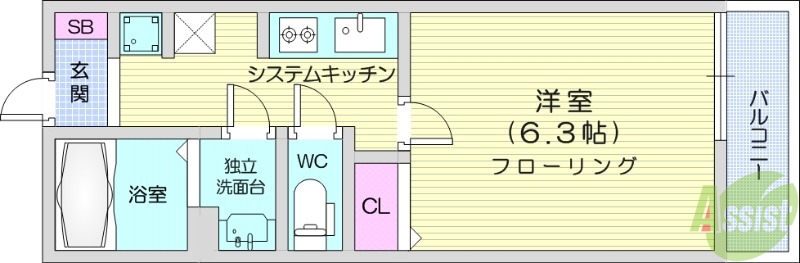 宮城県仙台市宮城野区宮千代１（アパート）の賃貸物件の間取り