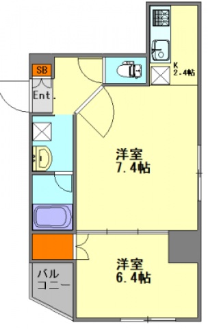 広島市中区宝町のマンションの間取り