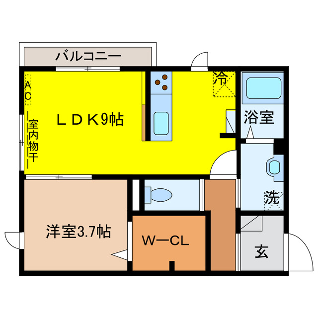 岐阜市白山町のアパートの間取り