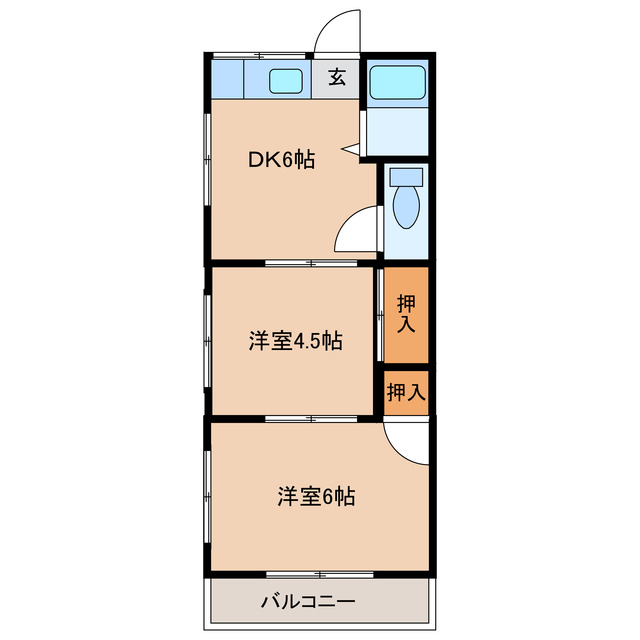 岩国市元町のアパートの間取り