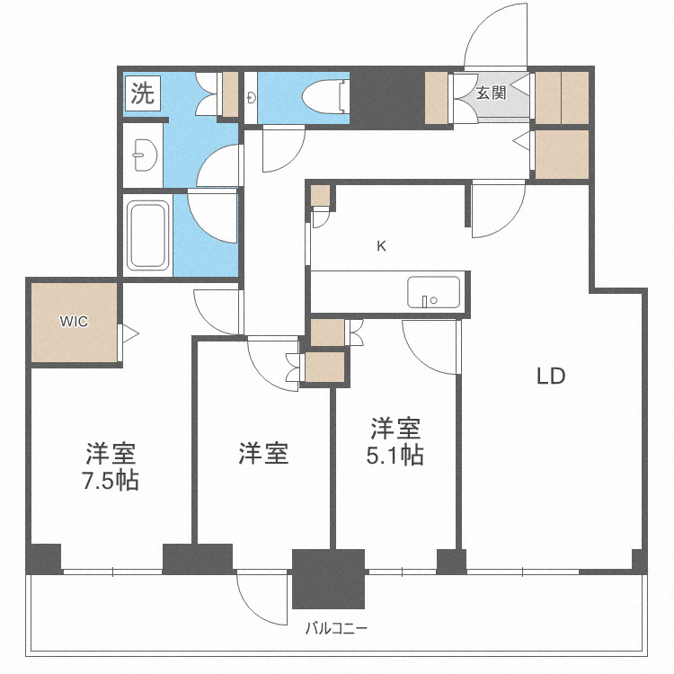 札幌市北区北八条西のマンションの間取り