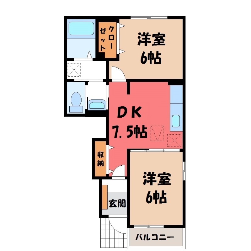 【栃木市薗部町のアパートの間取り】