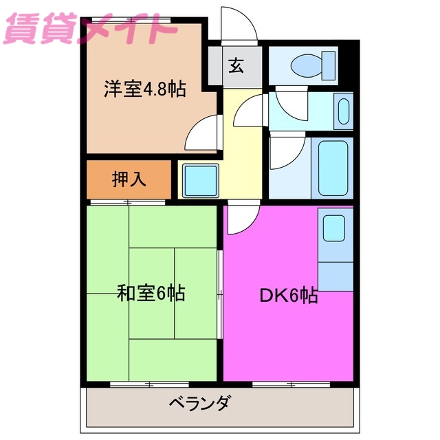 員弁郡東員町大字鳥取のマンションの間取り